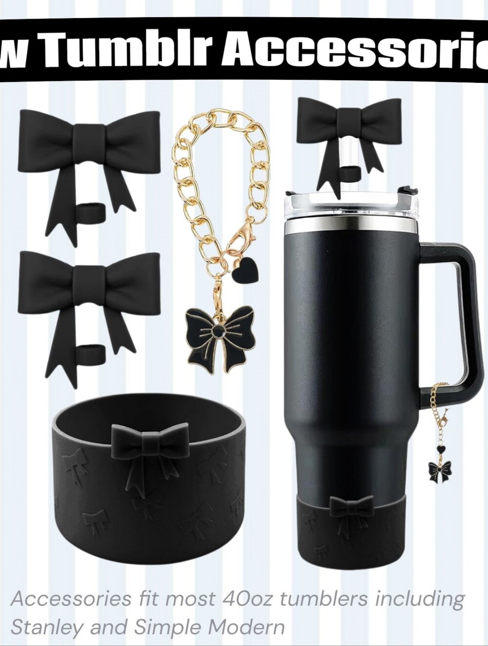 Bow Tumbler Accessory Set | Black